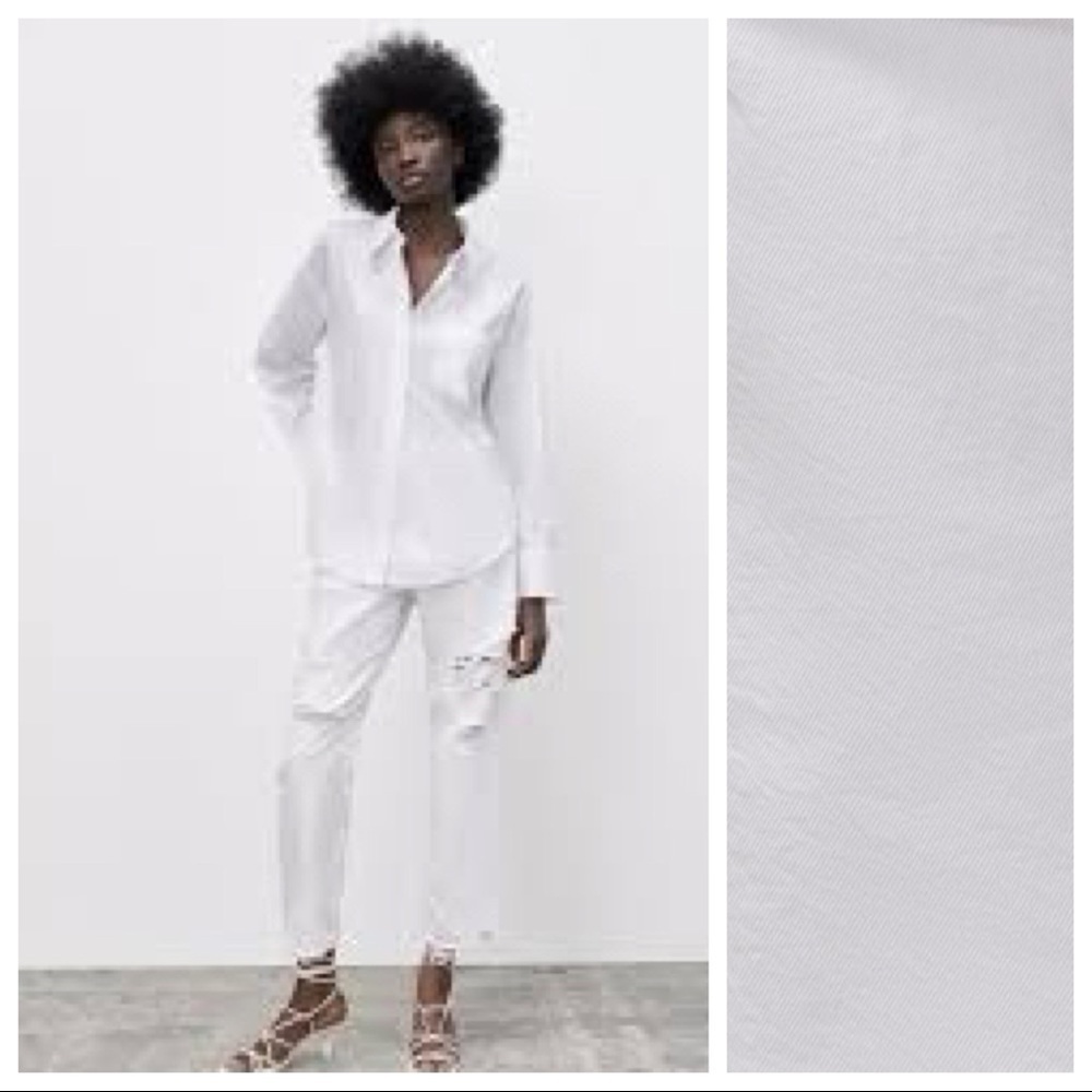 NWT. Zara White ZW Signature Pepper Mom Denim High-waist Jeans. Size 4.